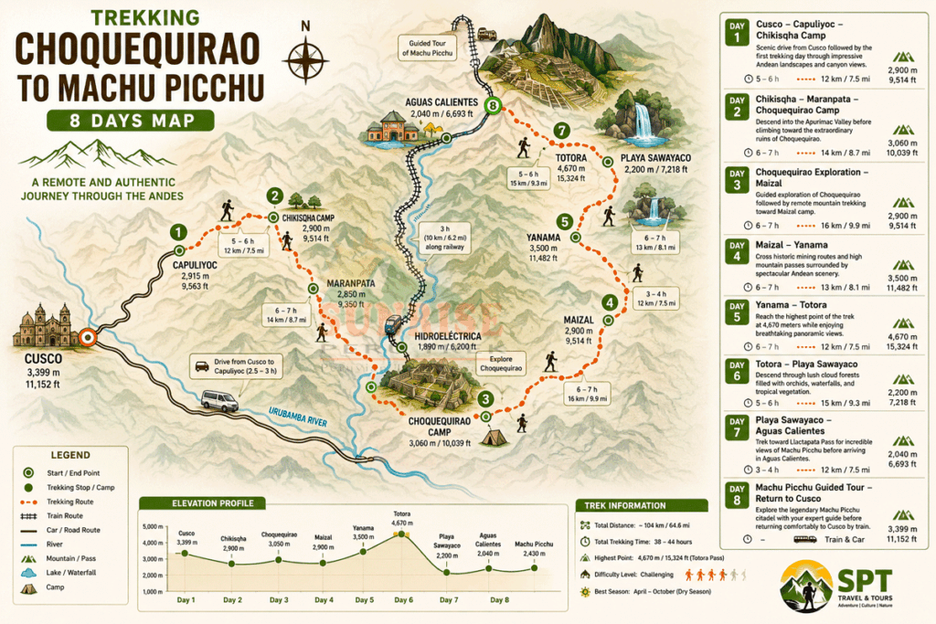 Trekking-Choquequirao-to-Machu-Picchu-8-Days-Map